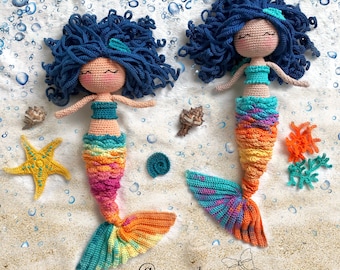 Crochet Mermaid Doll Pattern, Amigurumi Mermaid Doll English Pattern