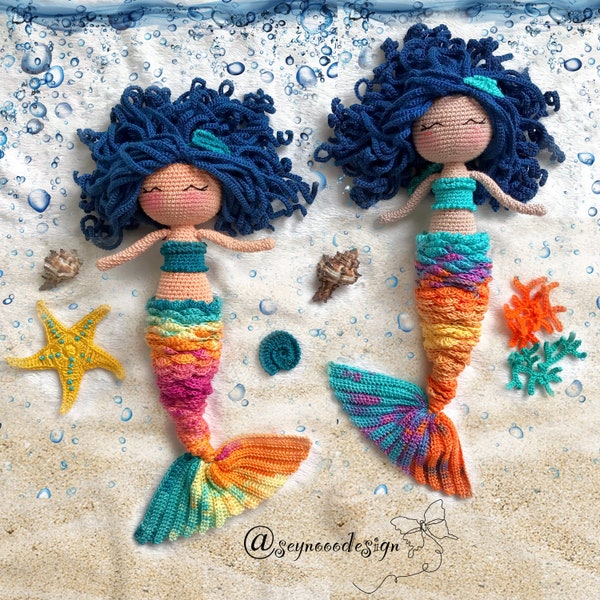 Crochet Mermaid Doll Pattern, Amigurumi Mermaid Doll English Pattern