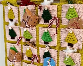 Crochet Christmas Tree Advent Calendar PDF Pattern: Holiday Wall Decor