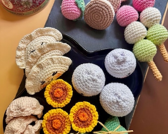 Amigurumi-dimsumset pdf-patroon: gehaakte collectie Aziatisch eten