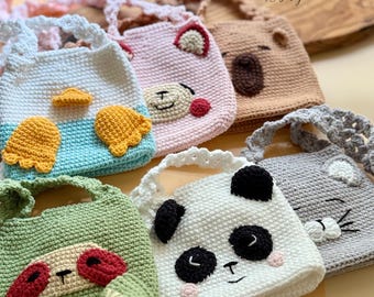 Crochet Animal Bag PDF Pattern: Amigurumi Tote - Sloth, Panda, Cat (Digital Download