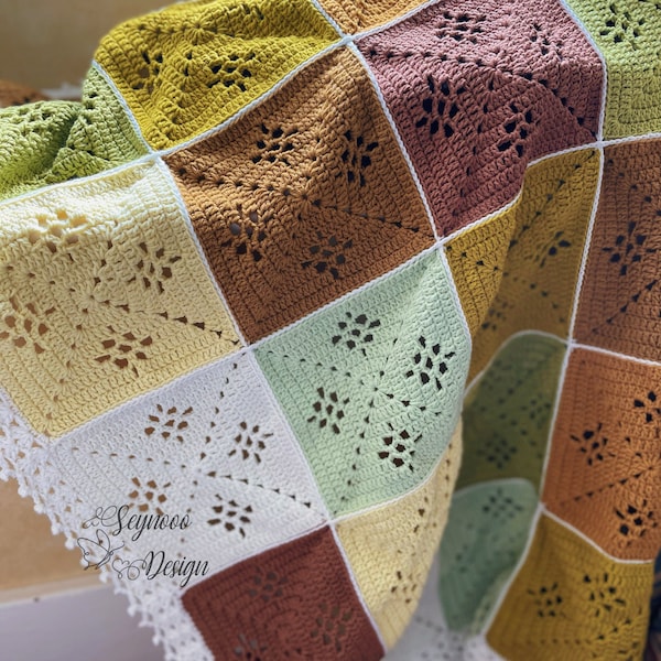 Crochet Blanket Pattern in English, Crochet Blanket Pattern, Granny Square Blanket Pattern
