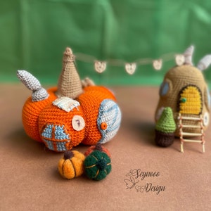 Crochet Pumpkin House English Pattern, Amigurumi Pumpkin House Pattern, Amigurumi Halloween Pattern