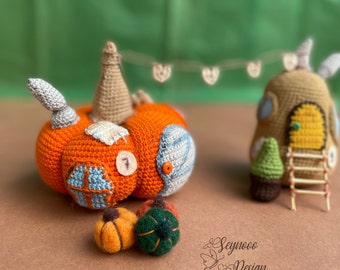 Crochet Pumpkin House English Pattern, Amigurumi Pumpkin House Pattern, Amigurumi Halloween Pattern