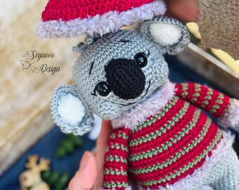 Weihnachtshäkelanleitung Koala, Amigurumi-Muster (PDF-Muster)