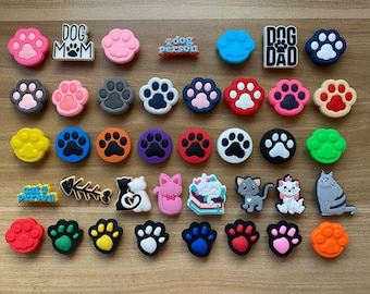 Clearance 50% 0FF - Cats / Paw Prints / Dog Mom / Dog Dad / Dog Person / Cat Person PVC shoe charms for crocs, for Kids  and Adults!