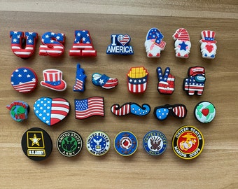 Clearance 50% 0FF - Patriotic / 4th of July PVC shoe charms for crocs, Party Favors, Gifts for Kids and Adults too!