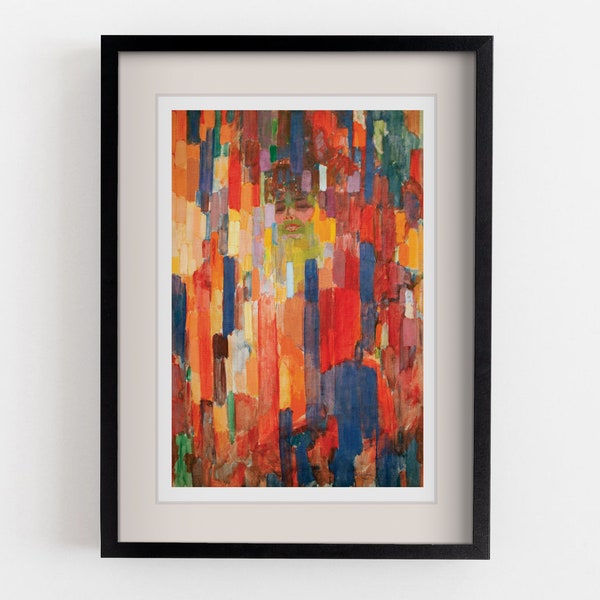 Mme Kupka Among Verticals 1910 Frantisek Kupka, Poster With Frame, Red Poster Retro Art, Blue Wall Hanging, Abstract Perfect Gift