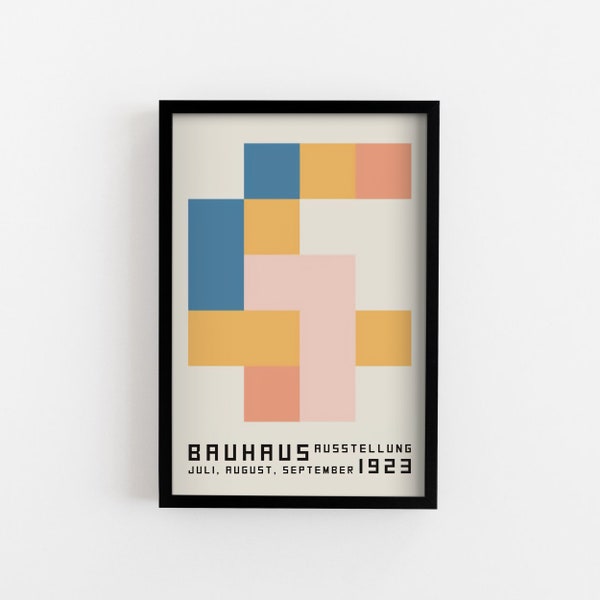 Bauhaus Ausstellung Juli August September 1923 Ii Poster, Blue Wall Decoration, Red Framed Print, Abstract Retro Decor