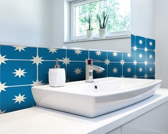 Blue bathroom tiles sticker | Aesthetic | Removable Tile Decals | Tile Decals | Carreaux #38T