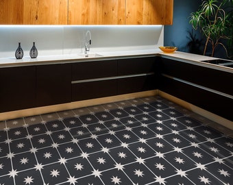 Black starry tile decals | Scandinavian Minimalism | Vinyl Tile Sticker | Tile Decals | Tiles for Kitchen/Bathroom | Carreaux #14T