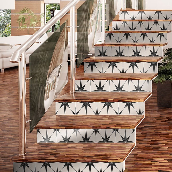 Starry Beige stair sticker | Minimalism | Stair Riser Deco Strips | Stair Riser Stickers | Peel & Stick | 48" long | Pack of 6 #37SR