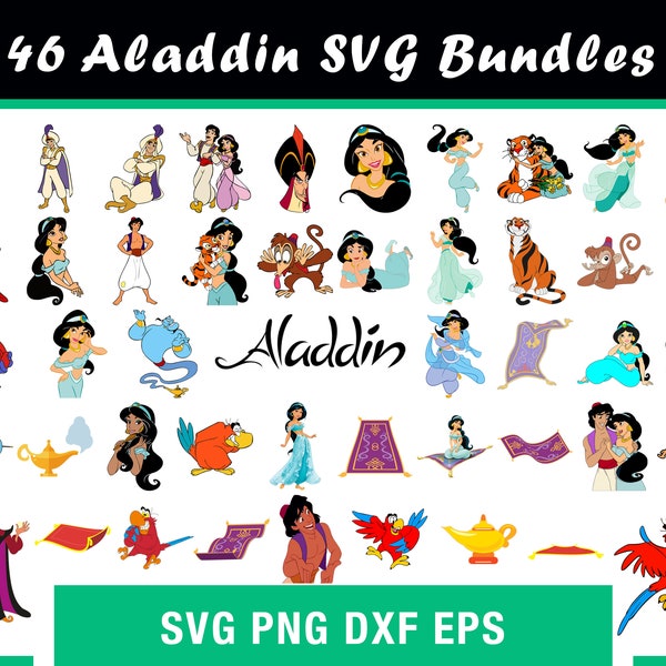 Aladdin SVG, Princess Jasmine SVG, Princess Clipart, Magic Carpet Ride, SVG For Cricut, Instant Digital Download