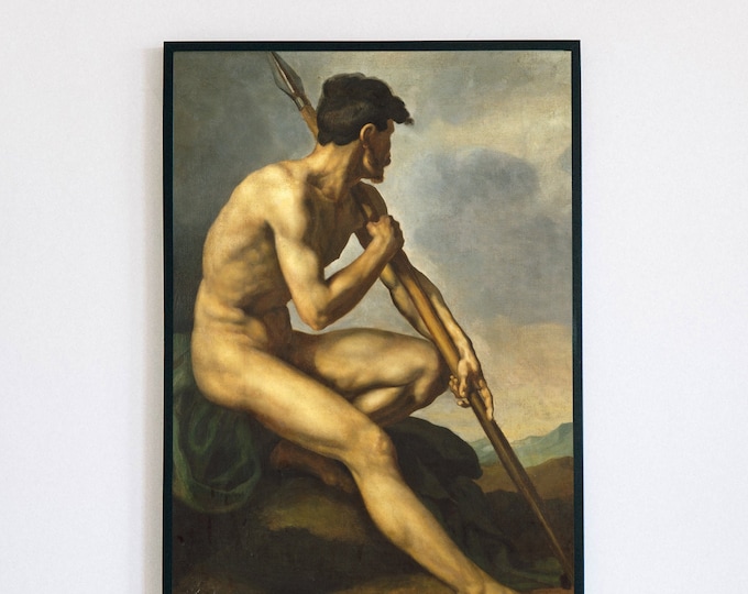 Warrior with a Spear Man Nude Portrait PRINTABLE | 2621
