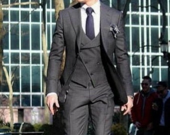 MEN GREY SUIT - Three Piece Suit - Wedding Wear Gift - Men Party Suit - Suit For Men - Slim Fit Suit - Men Stylish Suit - Men Wedding Suit