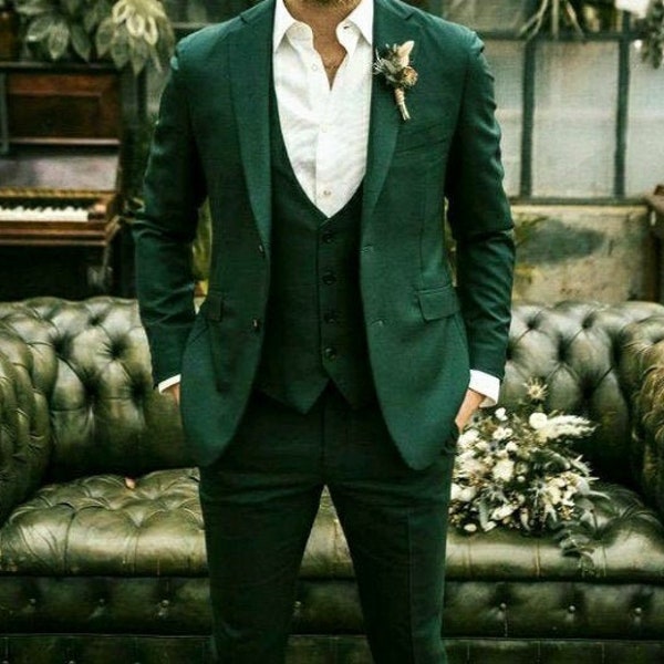 GREEN THREE PIECE - Men Suit - Elegant Men Suit - Men's Suits For Wedding - Wedding Wear Gift - Men Suits Style - Men Green Suit - Prom Suit