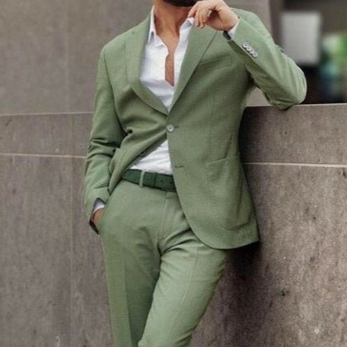 Men Suit Green 3 Piece Beach Wedding Suit Groom Wear Suits - Etsy