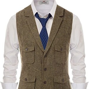 Tweed Four Front Pocket Vest for Men Winter Wedding Wear and - Etsy