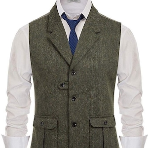 Green Groom/groomsmen Wear Tweed Vest for Winter Wedding Men Wedding ...