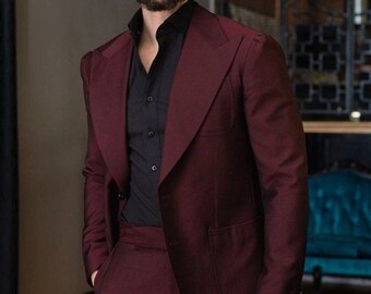 Men Suit - Men Burgundy Suit - Men Two Piece Suit - Suit For Men - Best Gift For Men - Gift For Groom - Men Party Wear Suit - Slim Fit Suits