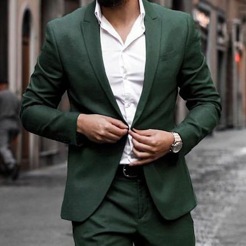 MEN GREEN SUIT Green Wedding Suit Two Piece Suit Elegant - Etsy