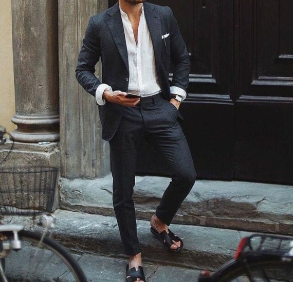 Charcoal gray two-piece suit