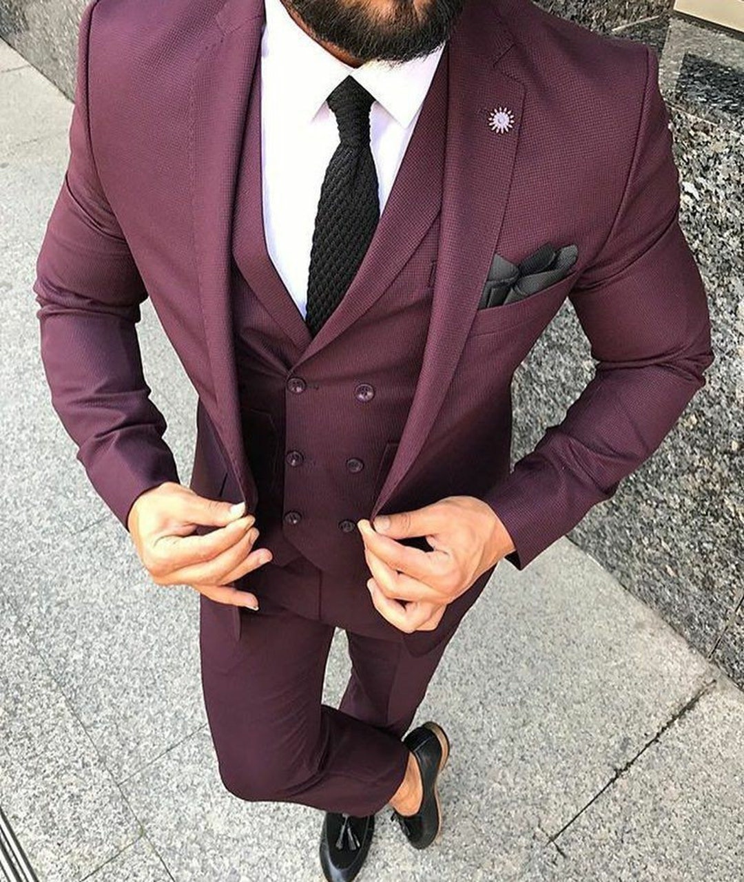 BURGUNDY THREE PIECE Men Burgundy Suits Burgundy Formal Suit Men Three ...