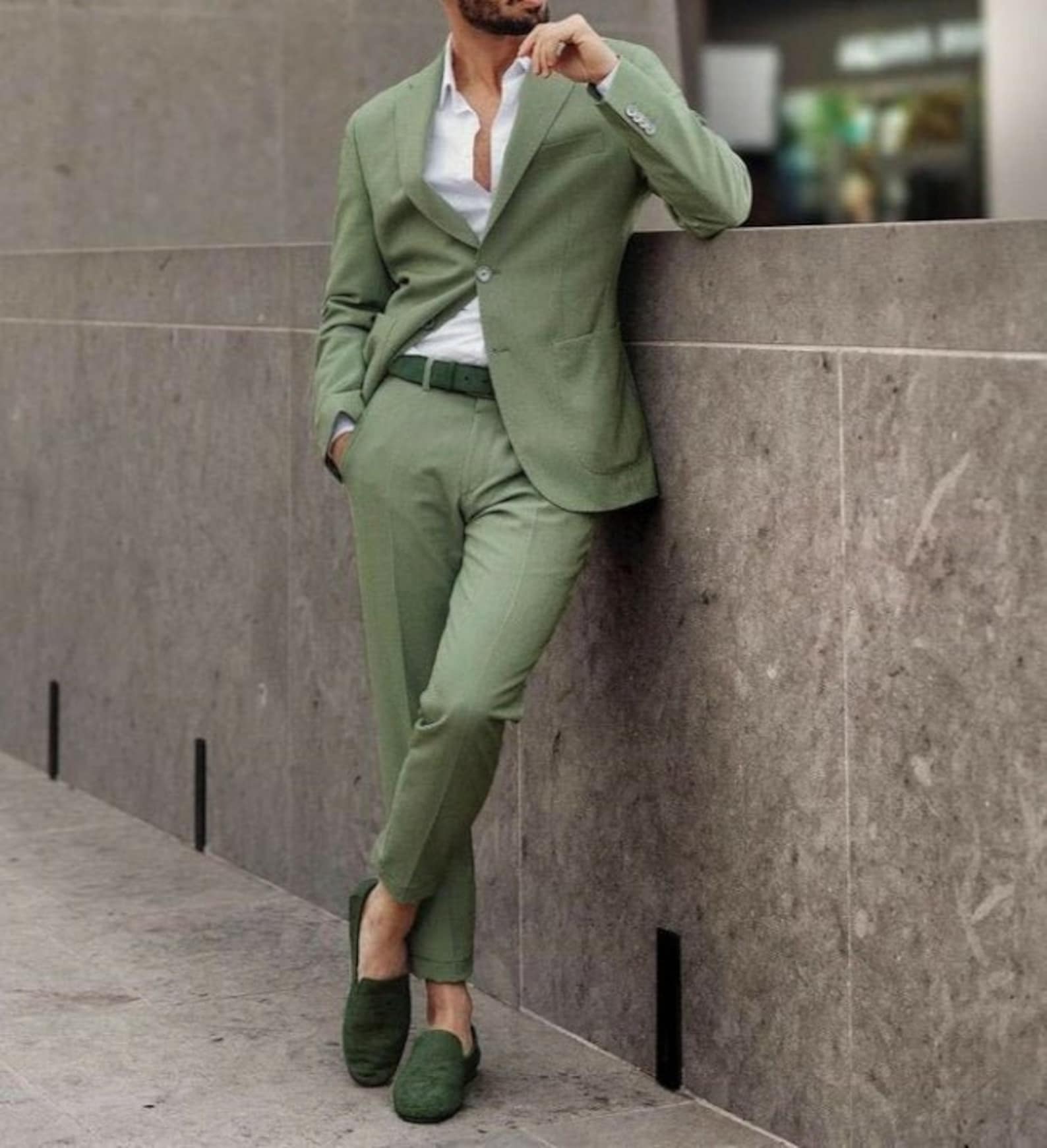 Men Suit Light Green Suit Stylish Suit Two Piece Suit Wedding Etsy UK