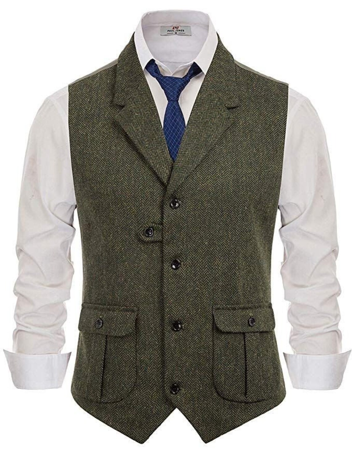 Green Herringbone Tweed Vest for Groom and Groomsmen Winter Wear Men's ...