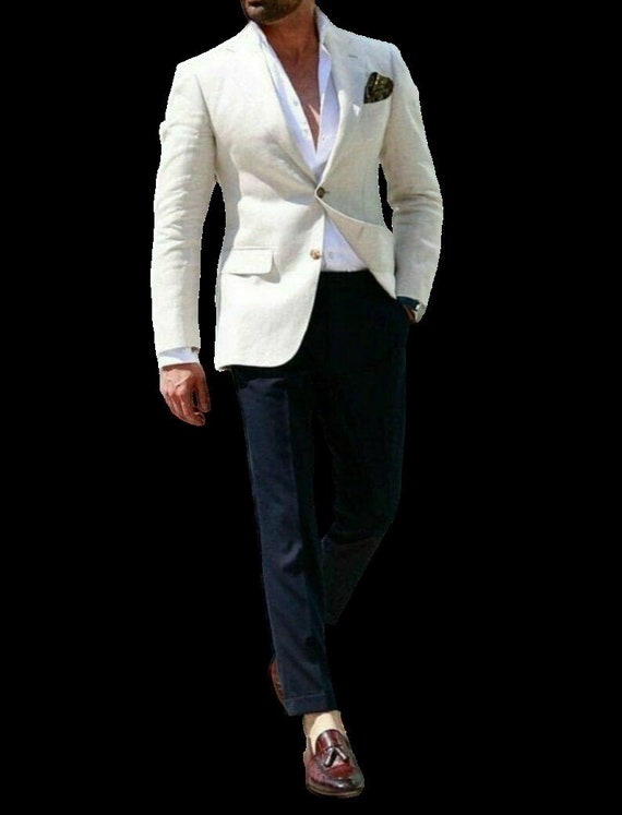 Mens white top slim fit blazer