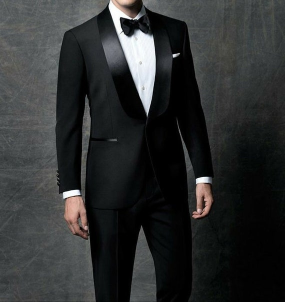 Men 2 Piece Suit Black Tuxedo Suit Perfect for Wedding One 