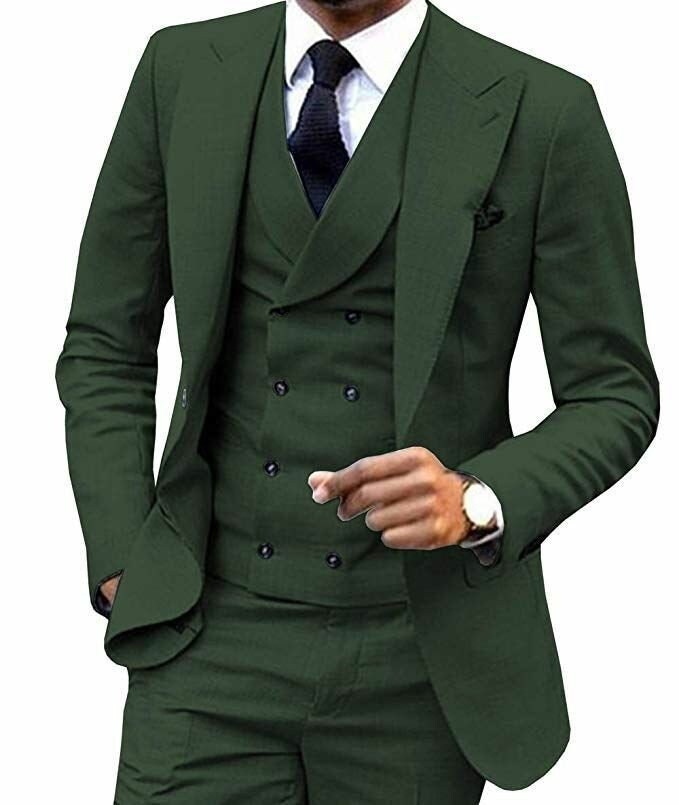 Men Suits 3 Piece Suit Green Suit Wedding Wear Suit for Men Elegant Suit Gift for Him Formal