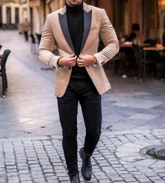 Significativo Alta exposición Asesor Hombres Blazer Esmoquin Terciopelo Blazer Cena Abrigo Slim Fit - Etsy México