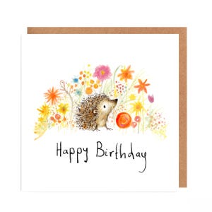 Carte d'anniversaire hérisson fleurie - Isla