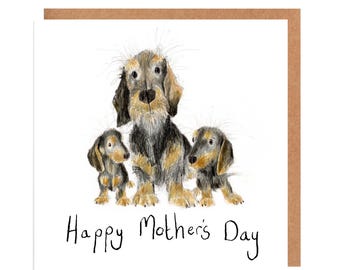 Mother's Day Card with Dachshunds
