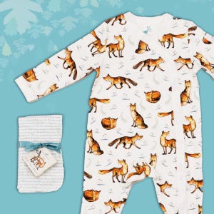 Cadeauset voor pasgeboren baby: Fox-babypakje, spuugdoekjes en bijpassende Fox-kaart!
