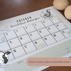 Printable Egg Incubation (hatching) Calendar & Tracker for Chickens ...