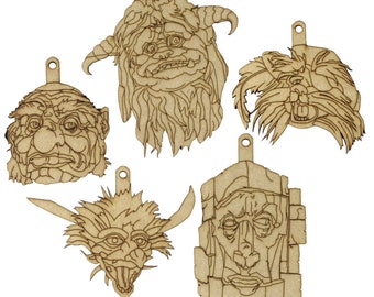 Labyrinth inspired alternative Christmas decorations - lasercut - Ludo Hoggle Fiery Didymus