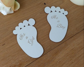 Personalised Customisable Baby feet, sets of 10 - lasercut - christening, babyshower, gift tags, gender reveal