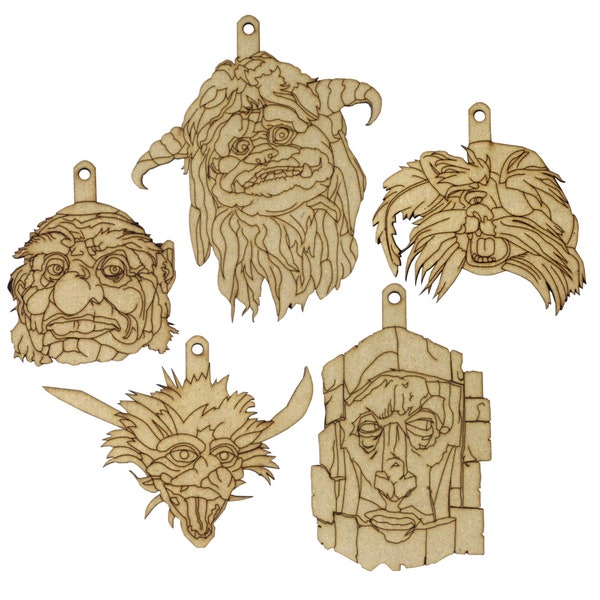 Labyrinth inspired alternative Christmas decorations - lasercut - Ludo Hoggle Fiery Didymus