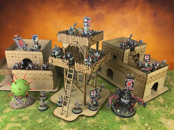 Retro Space Ork Village Set 2 - Lasercut Scenery - Warhammer