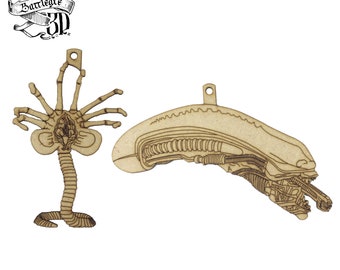 Alien inspired alternative Christmas decorations - lasercut