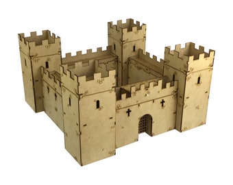 Lasercut, multi level Castle with moving portcullis