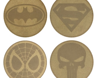 Superhero Comic Laser Cut Wooden Coasters / Placemats single or sets