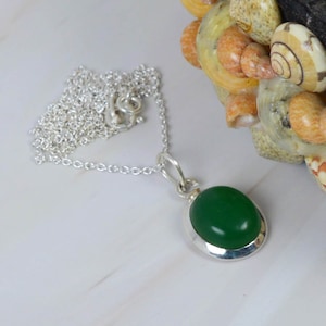 Green Onyx 925 Sterling Silver Chain Pendant W/ or W/o Chain