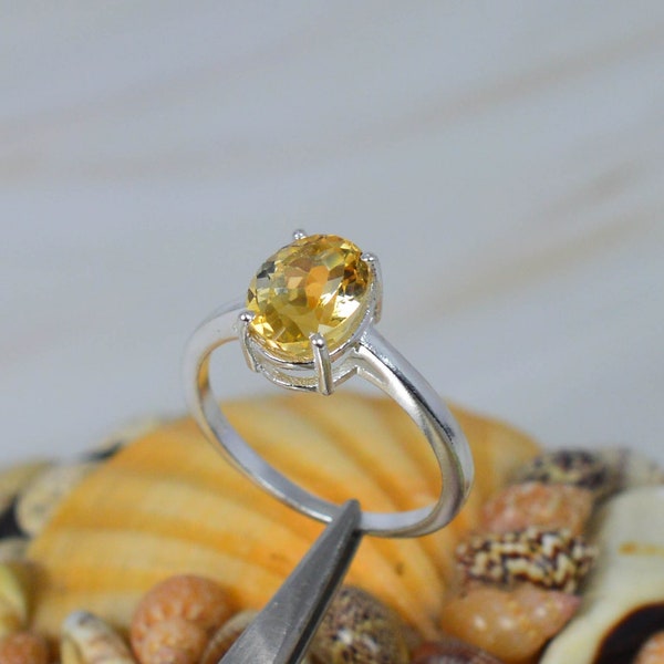 Yellow Citrine 925 Sterling Silver Gemstone Faceted Ring ~ Designer Ring ~ Oval Shape Handmade Ring ~ Christmas Gift ~ Gemstone Jewelry