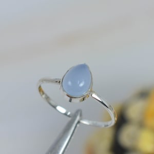 Blauer Chalcedon 925 Sterling Silber Ring