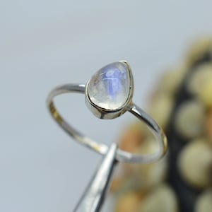 Rainbow Moonstone 925 Sterling Silver Ring ~ Gemstone Ring Jewelry ~Pear Shape Ring ~ Handmade Jewelry ~Christmas Gift For ~ Moonstone Ring