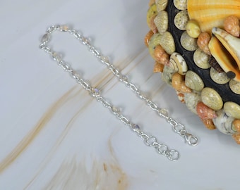 White Rainbow Moonstone 925 Sterling Silver Gemstone Adjustable Bracelet ~ Handmade Jewelry ~ Gift For Anniversary ~ 12 Stone Jewelry