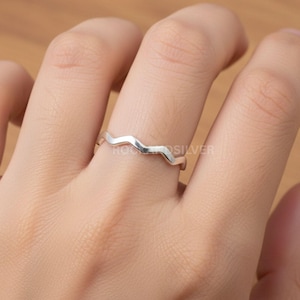 Bague en argent sterling 925 avec zigzag : anneau de pouce fait main